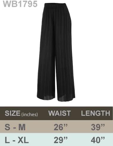 imageLock and Love Womens Pleated Wide Leg Palazzo Maxi Pants with Drawstring or Elastic BandMaroon