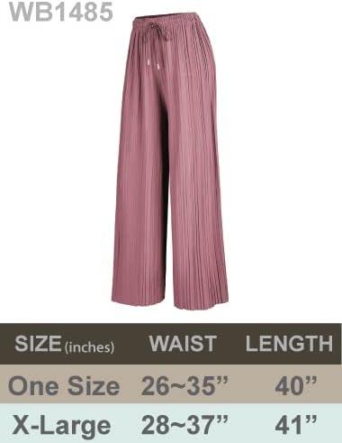 imageLock and Love Womens Pleated Wide Leg Palazzo Maxi Pants with Drawstring or Elastic BandWb1485rust