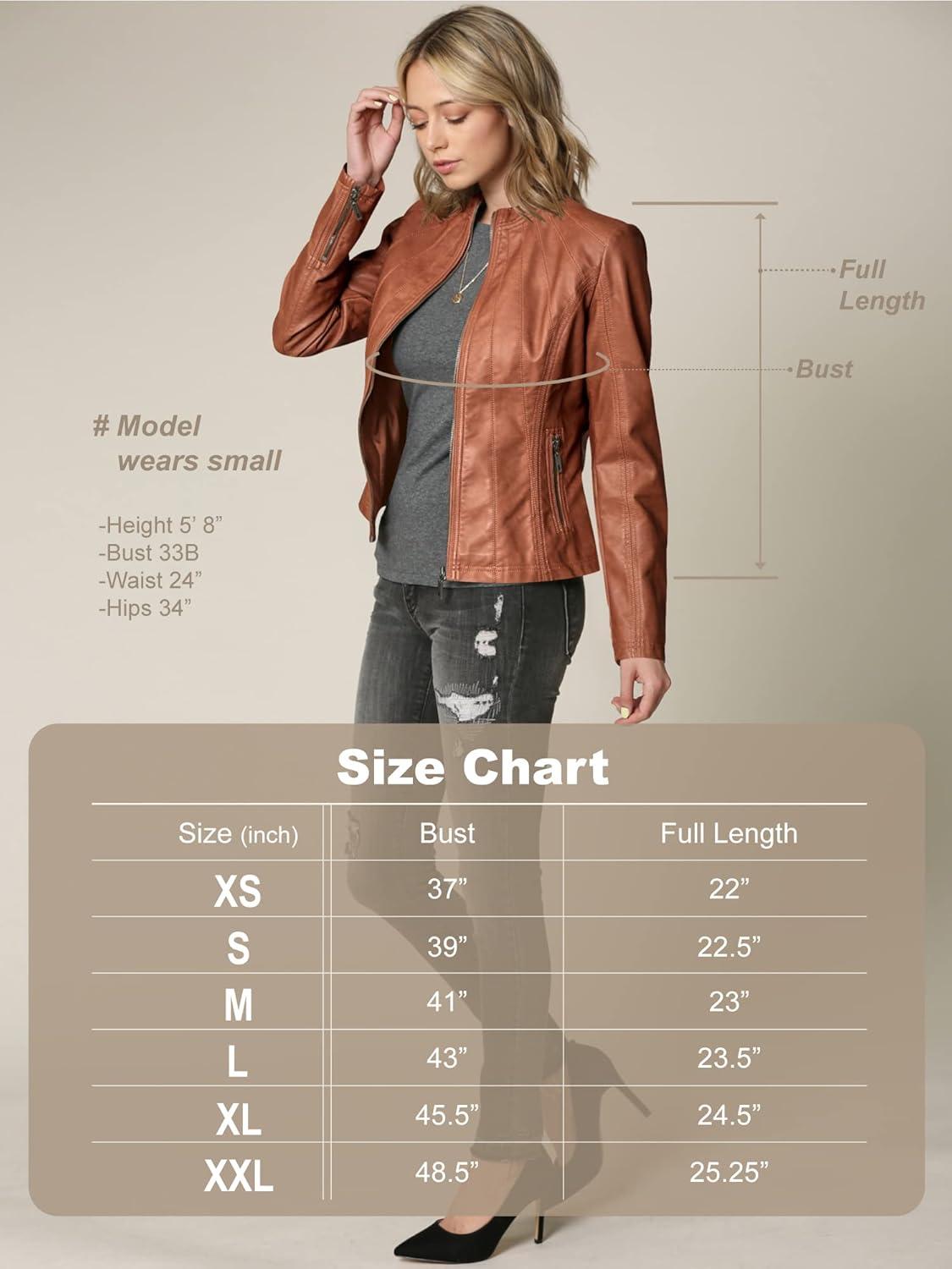imageLock and Love Slim Fit Stylish Vegan Leather Moto Jacket for Women PU Biker Motorcycle CoatWjc877red